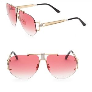 CELINE FRAGOLA AVIATOR GOLD-TONE METAL SUNGLASSES IN PINK